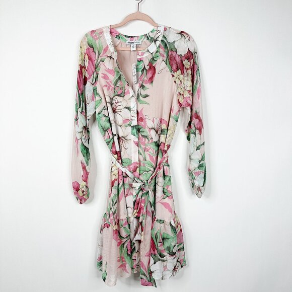 NWT White House Black Market Tie Waist Shirt Dress Roma Lily Sepia Rose #WHBM18 - Picture 2 of 9